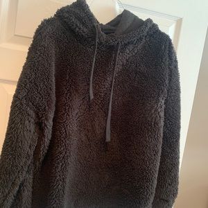 Warm black fleece hoodie